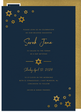 'Simply Stars' Bat Mitzvah Invitation