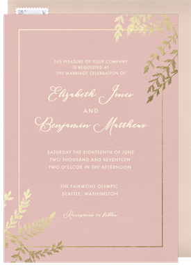 'Gold Foliage' Wedding Invitation