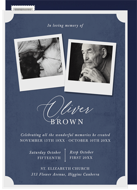 'Polaroid Memories' Memorial Invitation