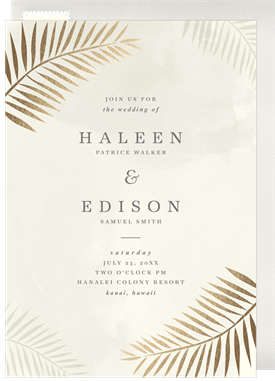 'Foil Palm Leaves' Wedding Invitation