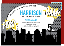 'Comic Book Hero' Kids Birthday Invitation