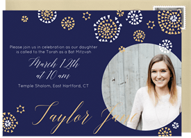 'Geometric Bursts' Bat Mitzvah Invitation