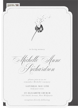 'Delicate Dandelion' Memorial Invitation