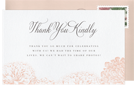 'Blush Peonies' Wedding Thank You Note