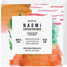'Modern Abstract' Bat Mitzvah Invitation