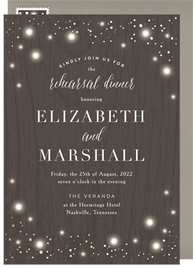'Rustic Twinkle' Rehearsal Dinner Invitation
