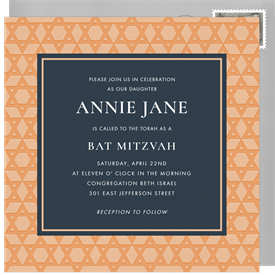 'Star Pattern' Bat Mitzvah Invitation
