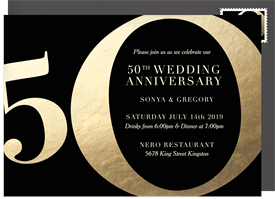'Golden 50' Anniversary Party Invitation