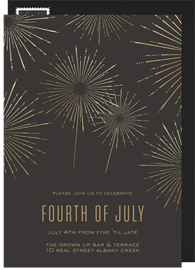 'Shimmery Fireworks' Fourth of July Invitation
