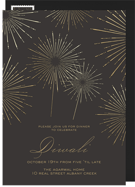 'Shimmery Fireworks' Diwali Invitation