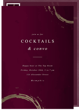 'Golden Cocktail Rings' Business Invitation