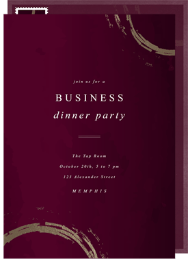 'Golden Cocktail Rings' Dinner Invitation