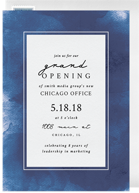 'Simple Watercolor Wash' Grand opening Invitation
