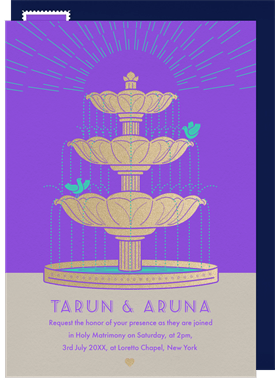 'Fountain Lovebirds' Wedding Invitation