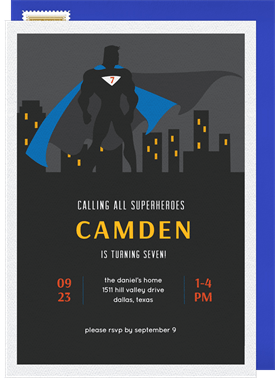 'Caped Crusader' Kids Birthday Invitation