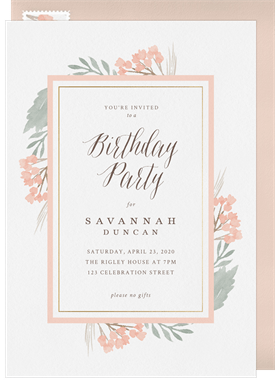 'Soft Florals' Adult Birthday Invitation