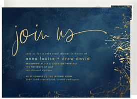 'Painted Gold' Rehearsal Dinner Invitation