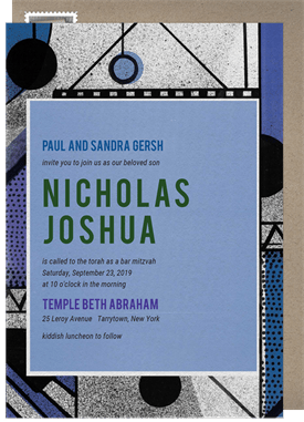 'Geometric Shimmer' Bar Mitzvah Invitation