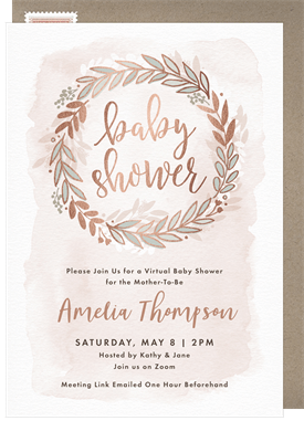 'Rose Gold Wreath' Virtual / Remote Invitation