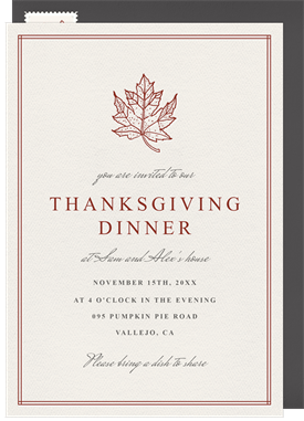 'Classic Maple Leaf' Thanksgiving Invitation