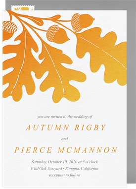 'Oak Leaf Motif' Wedding Invitation