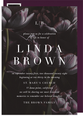 'Moody Tulips' Memorial Invitation
