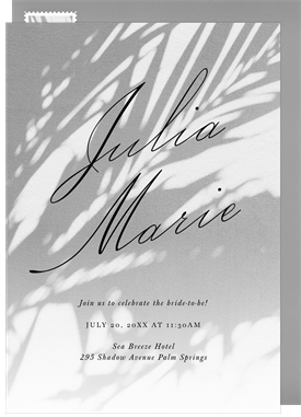 'Shadowed Palm Frond' Bachelorette Party Invitation