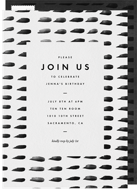 'Repeating Paint Strokes' Adult Birthday Invitation