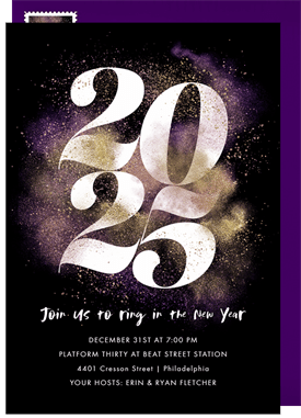 'Glitter Bomb' New Year's Party Invitation