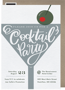 'Hand Lettered Martini' Happy Hour Invitation