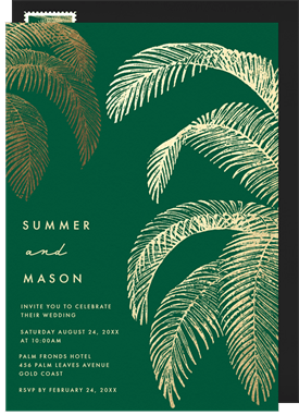'Tropical Palm Fronds' Wedding Invitation