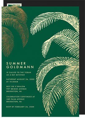 'Tropical Palm Fronds' Bat Mitzvah Invitation
