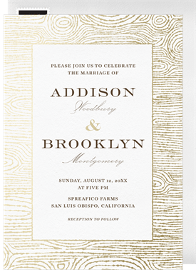 'Metallic Woodgrain' Wedding Invitation