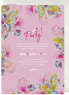 'Chromatic Palms' Adult Birthday Invitation