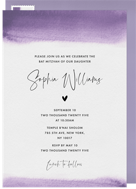 'Watercolor Bands' Bat Mitzvah Invitation