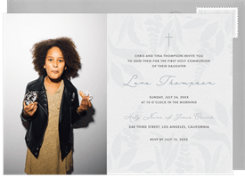'Soft Leaves' First Communion Invitation