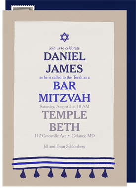 'Tallit Tassels' Bar Mitzvah Invitation