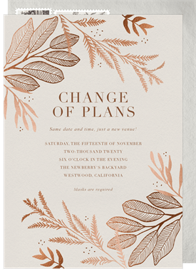 'Romantic Guilded Leaves' Wedding Updates Invitation