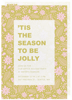 'Poinsettia Pattern' Christmas Party Invitation