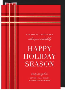 'Perfect Plaid' Business Holiday Greetings Card
