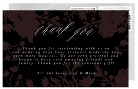 'Floral Silhouettes' Wedding Thank You Note