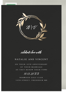 'Wreath Monogram' Vow Renewal Invitation