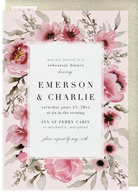 'Watercolor Anemone' Rehearsal Dinner Invitation