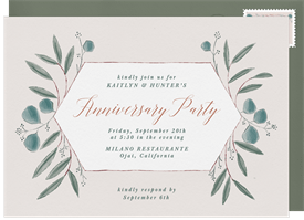 'Rustic Eucalyptus' Anniversary Party Invitation