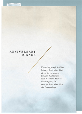 'Two Tone Watercolor Wash' Anniversary Party Invitation