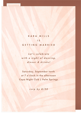 'Boho Palm Leaves' Bachelorette Party Invitation