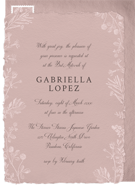 'Floral Elegance' Bat Mitzvah Invitation