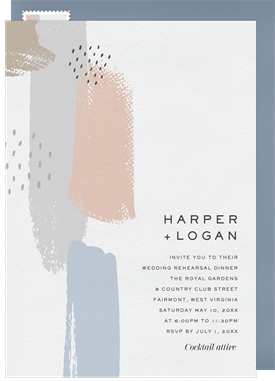 'Trendy Paint Strokes' Rehearsal Dinner Invitation