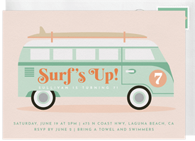 'Retro VW Bus' Kids Birthday Invitation