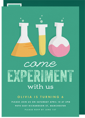 'Bubbly Beakers' Kids Birthday Invitation